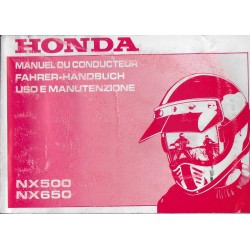 HONDA NX 500 / 650 de 1992 (manuel conducteur 02 / 1992)