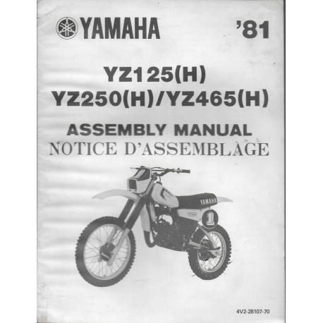 YAMAHA YZ 125/250/465 de 1981  (assemblage 10 / 80) type4V2