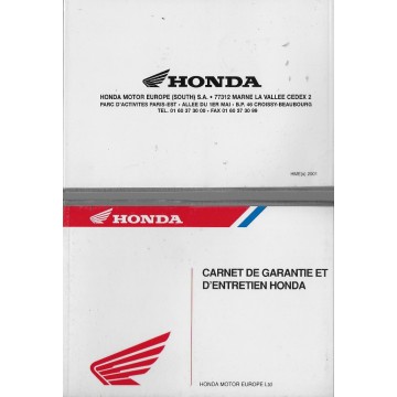 HONDA Carnet de garantie moto neuf