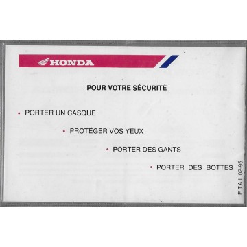HONDA ATV (carnet de garantie neuf 02 / 1995)