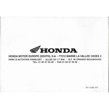 HONDA VTT (carnet garantie neuf 12 / 1996)