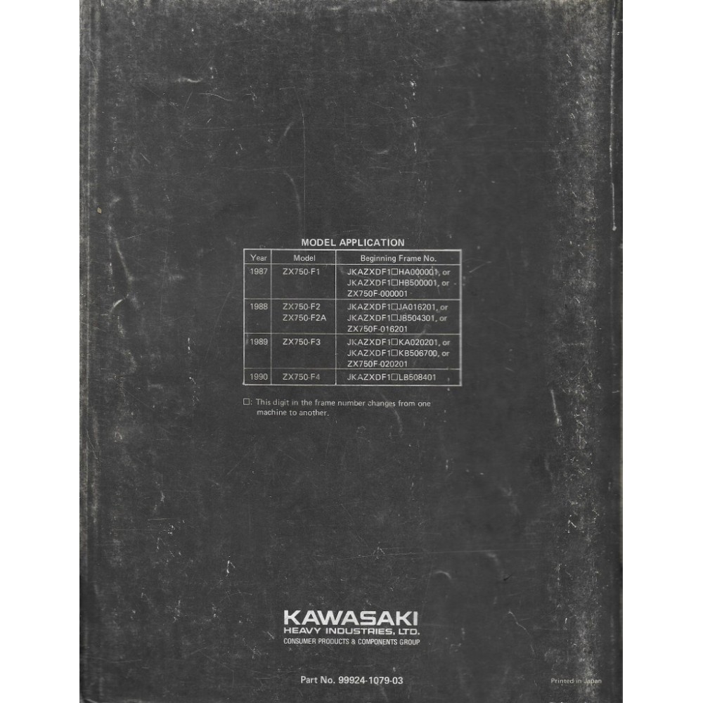 KAWASAKI NINJA 750 R / GPX 750 R (manuel atelier 12 /1992)