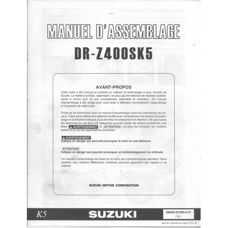 SUZUKI DR-Z 400 S K5 (manuel assemblage 06 / 2004)