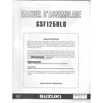 SUZUKI GSF 1250 L0 de 2010 (manuel assemblage 02 / 2010)