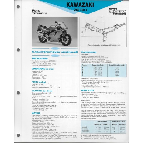 KAWASAKI ZXR 750 J (1991-92) fiche technique E.T.A.I