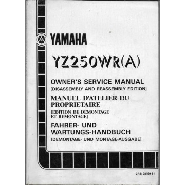 YAMAHA YZ 250 WR (A) type 3RB de 1990 (manuel atelier 07 / 89) 