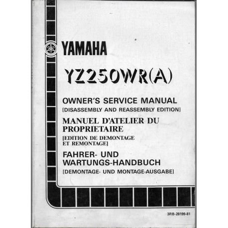 YAMAHA YZ 250 WR (A) type 3RB de 1990 (manuel atelier 07 / 89) 