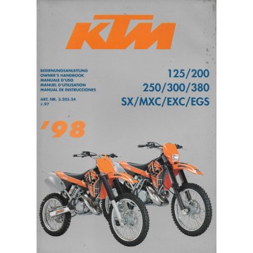 KTM 125, 200, 250. 300, 380 SX / MXC / EXC / EGS de 1998