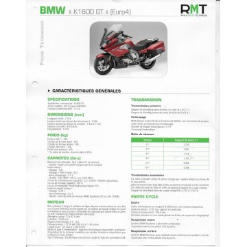 BMW K 1600 GT (Euro 4) de 2017 à 08 / 2020 (Fiche RMT)