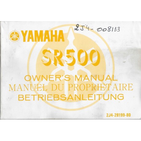 YAMAHA SR 500 de 1978 Type 2J4  (03 / 1978) 
