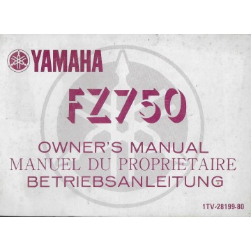 YAMAHA FZ 750 de 1986 (Manuel propriétaire 11 / 85) Type 1TV