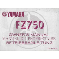 YAMAHA FZ 750 de 1986 (Manuel propriétaire 11 / 85) Type 1TV