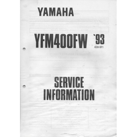 Manuel d'informations techniques Yamaha YFM 400 FW
