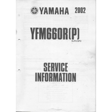 Manuel d'informations techniques Yamaha YFM660R 2001-2002