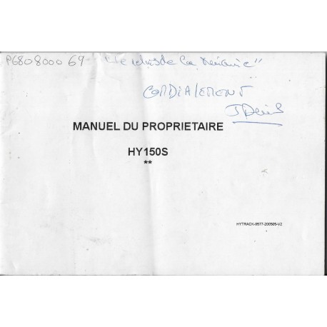 Manuel du propriétaire  quad HY150S 