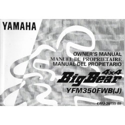 Manuel du propriétaire quad Yamaha Big Bear 4x4 YFM350FWB
