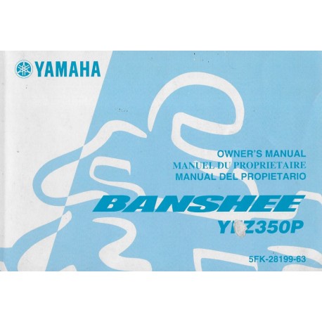 manuel du propriétaire quad YFZ350P Banshee 2001
