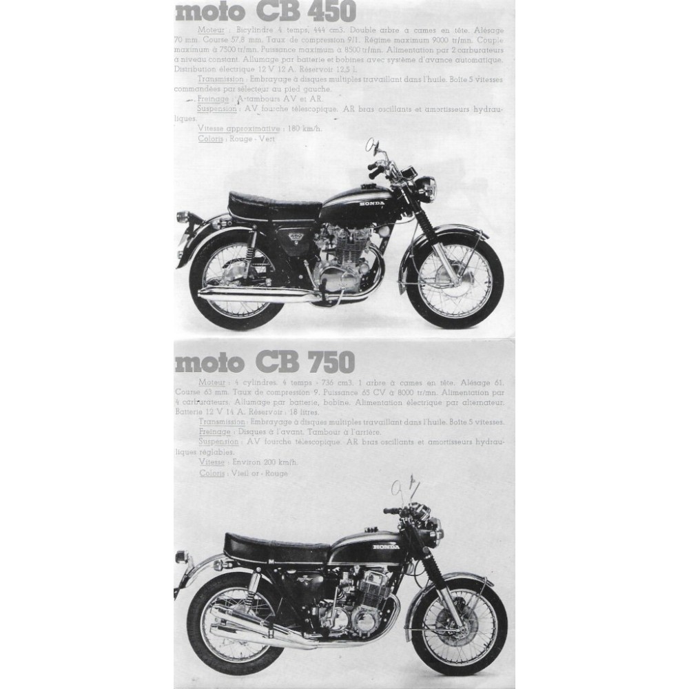 HONDA gamme motos de 1971 (Dépliant de  1971)
