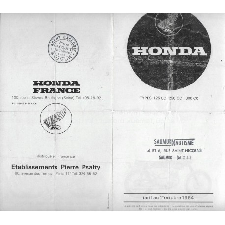 HONDA gamme motos de 1965 (Dépliant 10 / 1964)