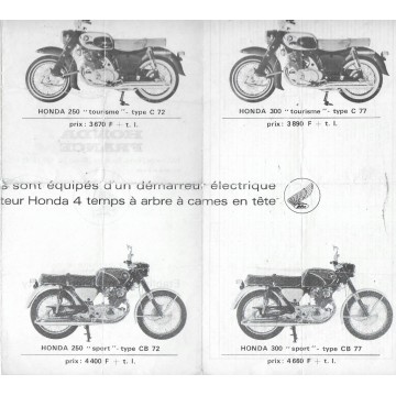 HONDA gamme motos de 1965 (Dépliant 10 / 1964)