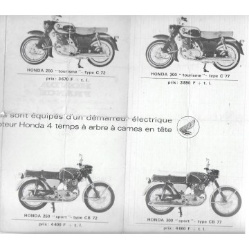 HONDA gamme motos de 1965 (Dépliant 10 / 1964)