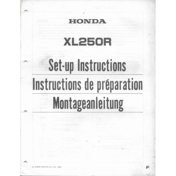 HONDA XL 250 R de 1985 (Manuel de préparation)