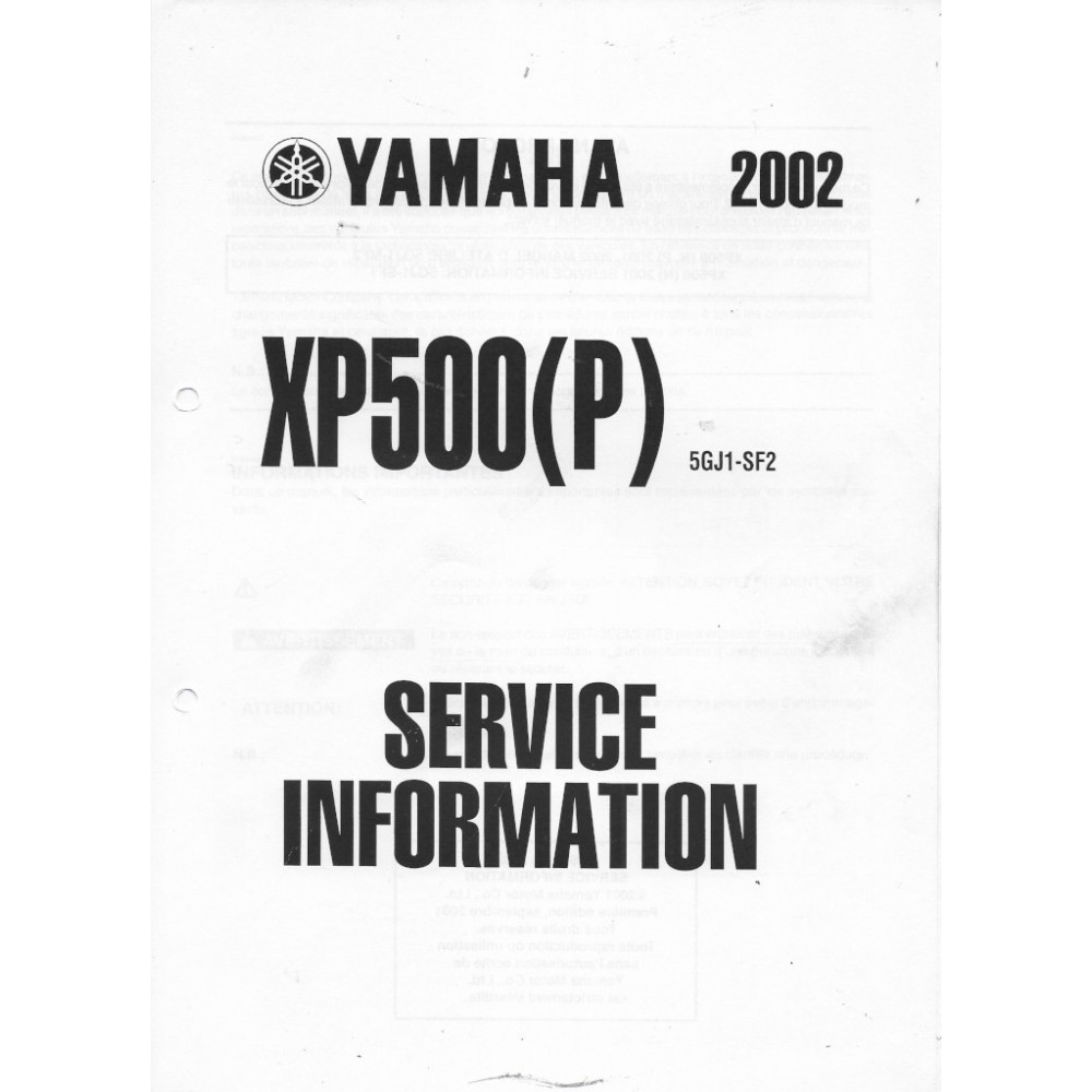 Yamaha XP 500 de 2001 à 2004) informations techniques 