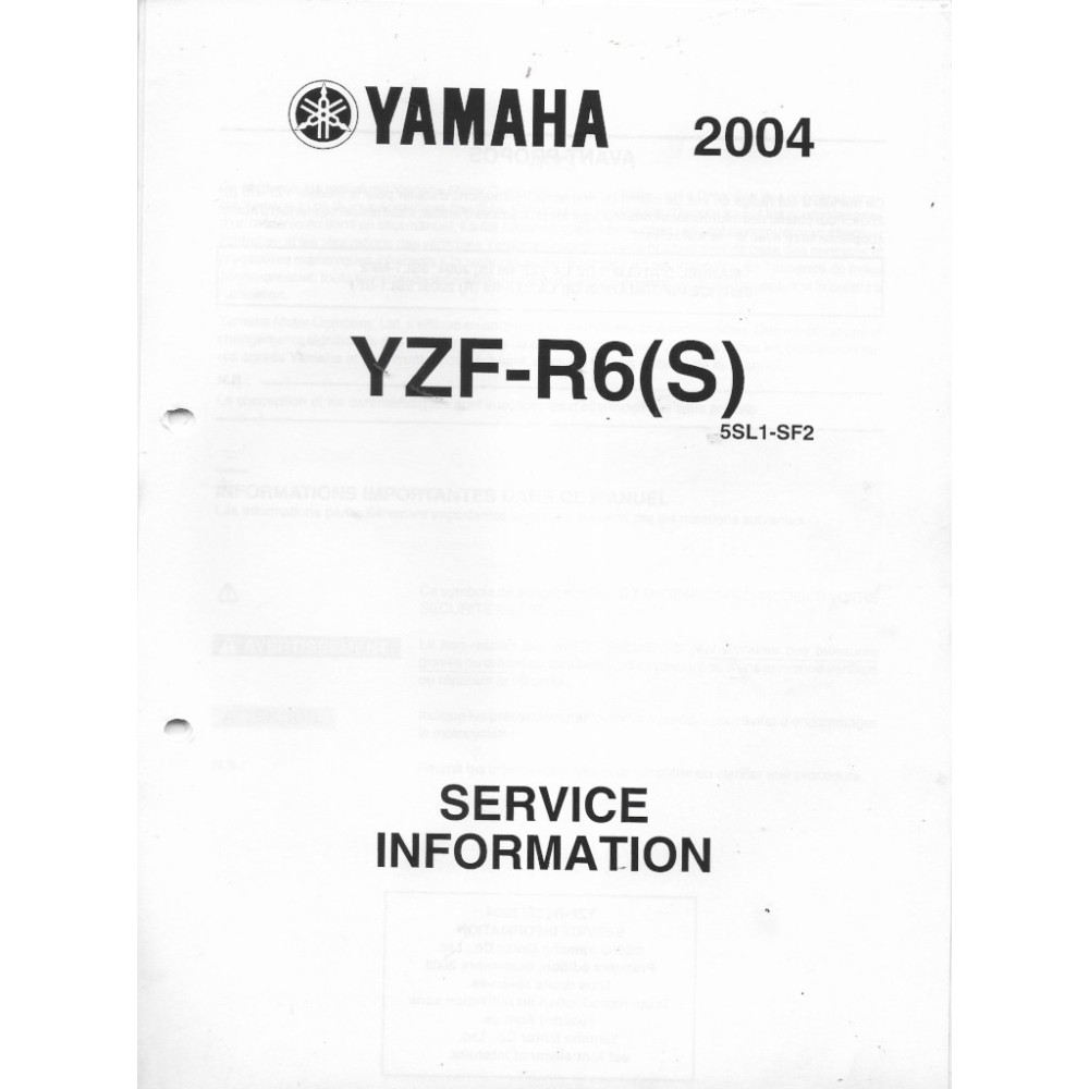 Yamaha YZF-R6 de 2003 à 2005 (informations techniques) 