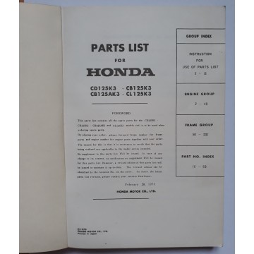 Catalogue de pièces détachées HONDA CD/CB/CL125K3  CB125AK3