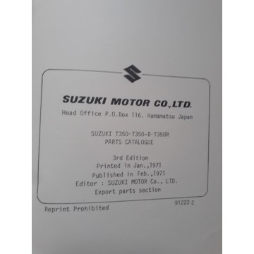 Ctalogue de pieces detachees SUZUKI T350, T350II, T350R