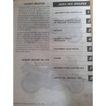 SUZUKI GSX-R 1100 K et L (Manuel atelier 10 / 1989)