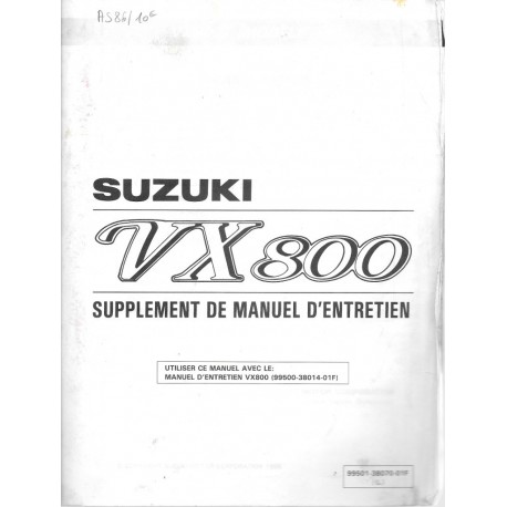 Manuel atelier additif SUZUKI VX 800 modèle 1996