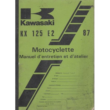 Manuel atelier  KAWASAKI  KX 125-E2 de 1987