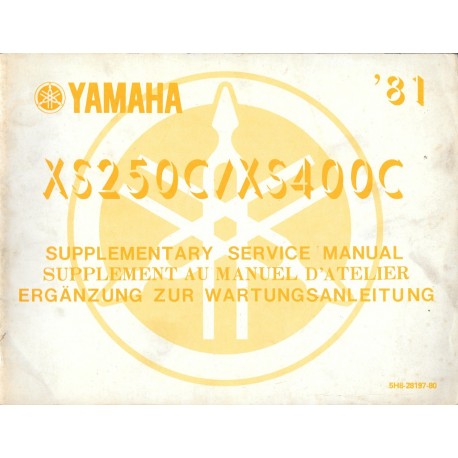 Manuel atelier YAMAHA XS 250 / 400 de 1981
