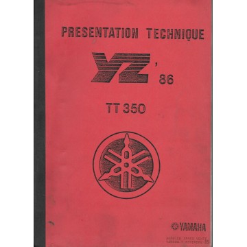 Bulletin technique YAMAHA  YZ 1986 et TT 350 de 1986