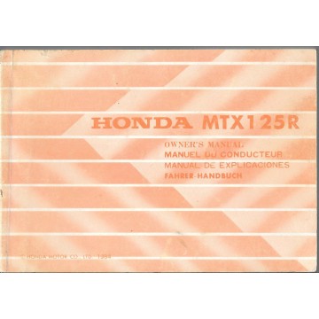 HONDA MTX 125 R de 1985 (manuel utilisateur 04 / 1985) 