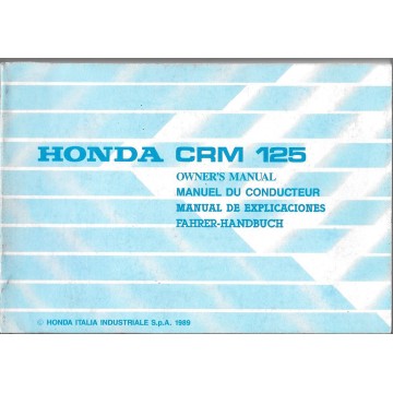 HONDA CRM 125  de 1990 (manuel utilisateur 10 / 1989) 