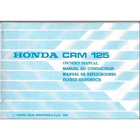 HONDA CRM 125  de 1990 (manuel utilisateur 10 / 1989) 