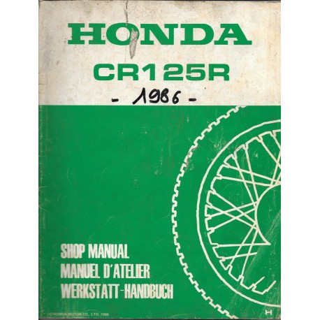 HONDA CR 125 R 1987 Additif  au manuel de base décembre 1986