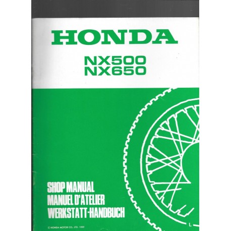 HONDA NX 500 / 650 Additif décembre 1989