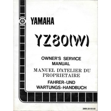 Manuel atelier YAMAHA YZ 80 W 1989