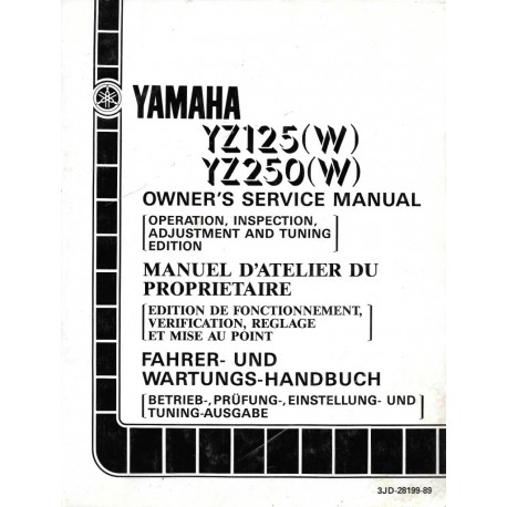 Manuel atelier YAMAHA  YZ 125 W et YZ 250 W de1989 type 3JD
