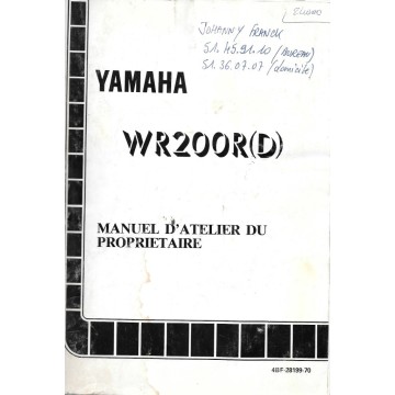 Manuel atelier YAMAHA  WR 200 R  (D) /  1991