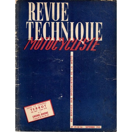 Revue Technique Motocycliste n° 29 / 30 réédition septembre 1952