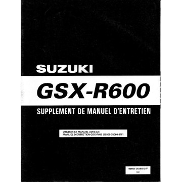 Manuel atelier SUZUKI GSX-R 600 W  (additif 02 / 98) 
