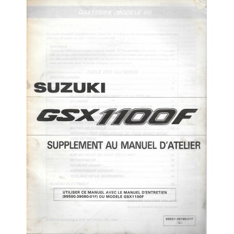 Manuel atelier SUZUKI GSX 1100 F (01 / 1989) 