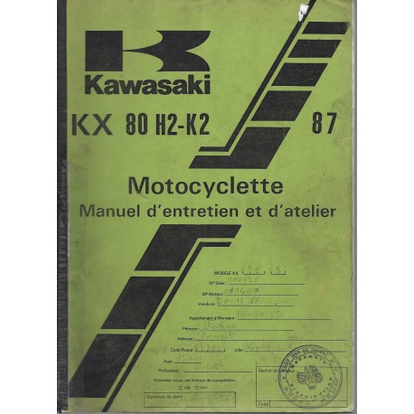 Manuel atelier KAWASAKI KX 80-H2-K2 (1987)