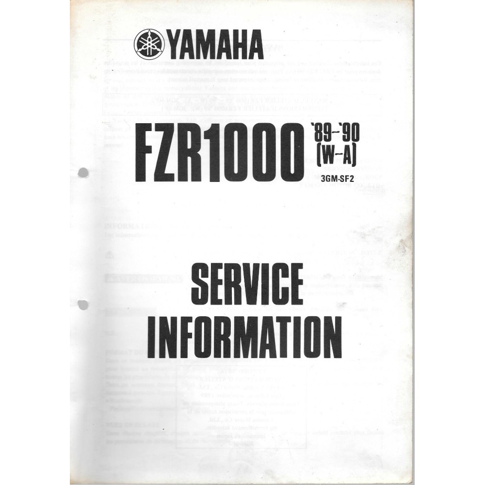 Manuel d'atelier Yamaha FZR 1000  de 1989 à 1994
