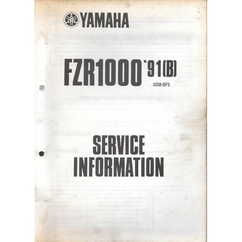 Manuel d'atelier Yamaha FZR 1000  de 1989 à 1994
