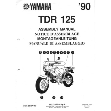 YAMAHA TDR 125 de 1990 manuel assemblage